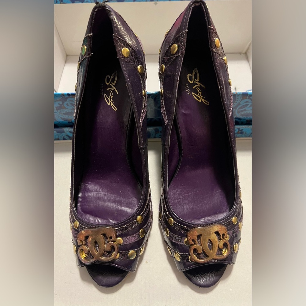 Preloved Vintage Sharif Women's Purple Peep Toe Heels! Size 7M